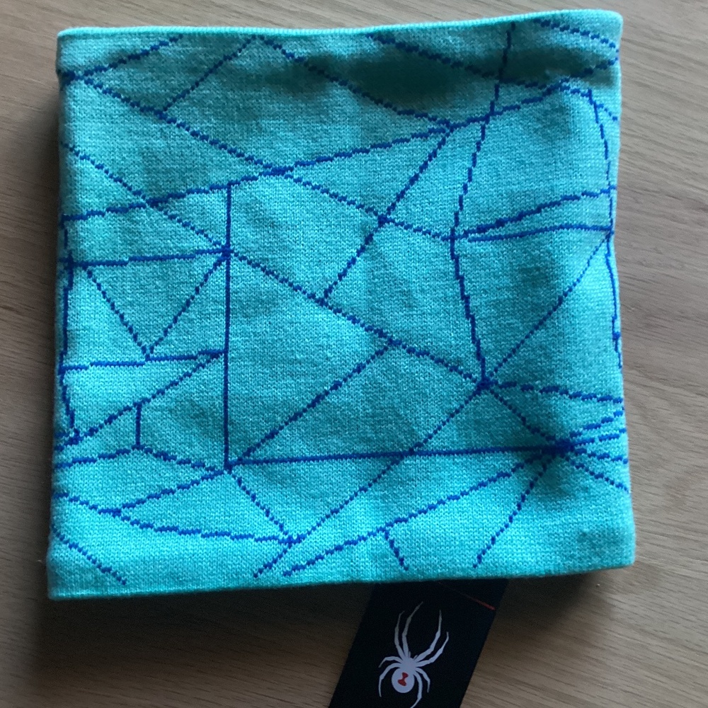Spyder  Turquoise & Blue Fleece Lined Knit Gaitor  Web Design  Youth NWT